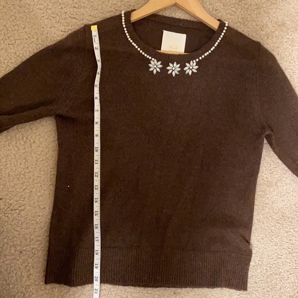 Pearl and rhinestones embellished brown sweater (bought in Japan) - Picture 6 of 7